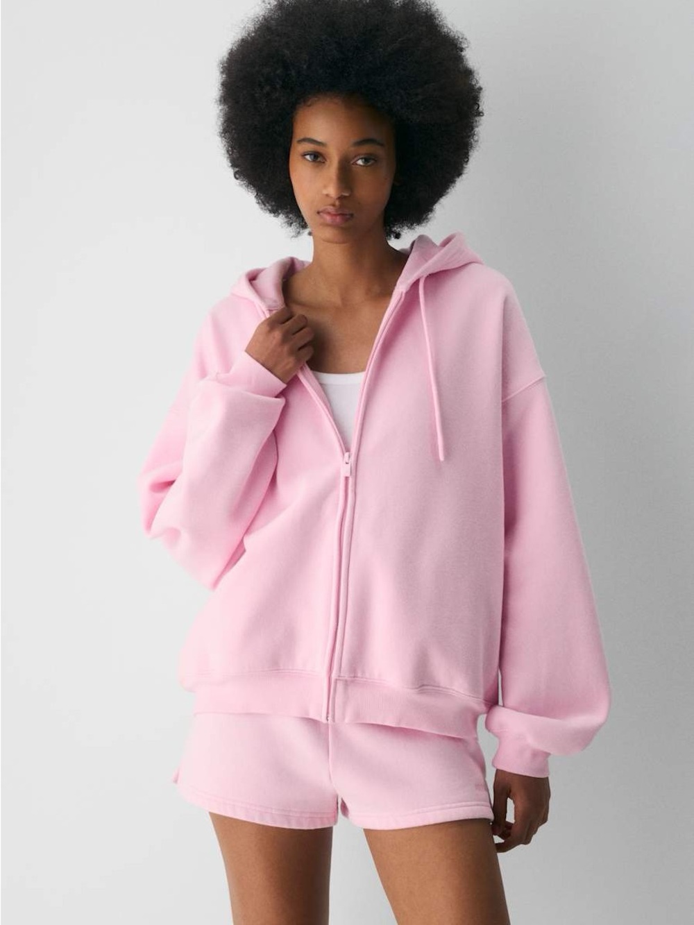 Aritzia Cozy Sweatfleece Boyfriend Fit Mega Zip Hoodie Pink